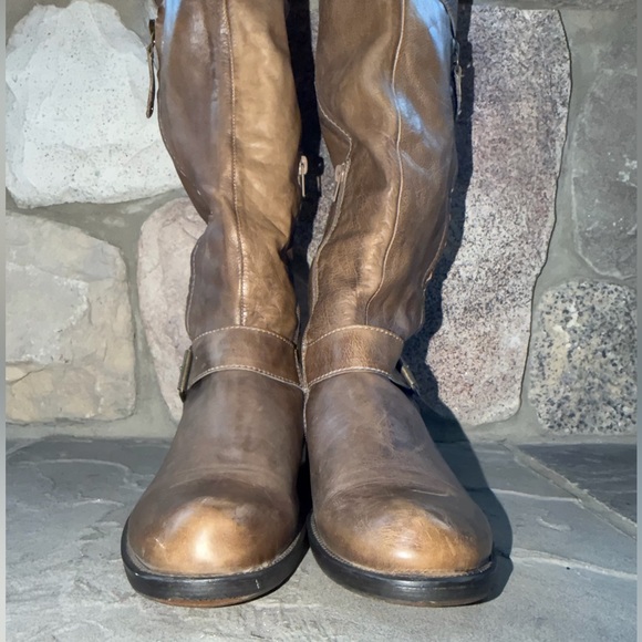 MIZ MOOZ Women's Kellen Brown Leather Knee High Boots Faux Fur Lined Zip Up - Picture 6 of 11